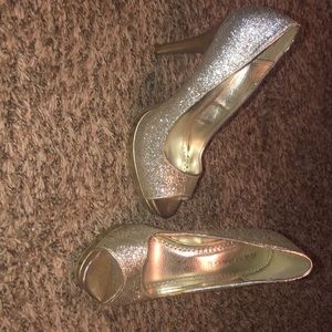 Gold glitter heels
